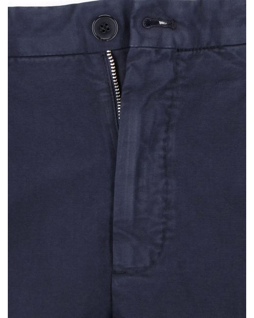 Incotex Blue Straight Cotton Pants for men