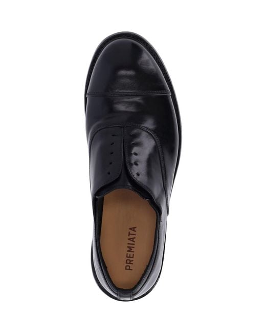 Premiata Black Leather Slip-On Derby for men