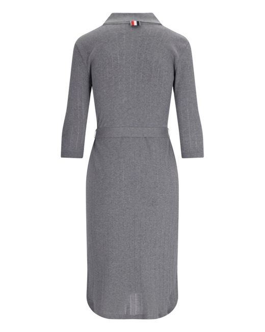 Thom Browne Gray Wool Midi Dress