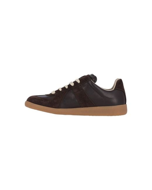 Maison Margiela Black Low-Top Sneakers With Smooth Leather And Suede Panels for men
