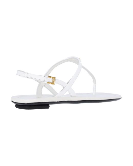 Prada White Leather Logo Sandals