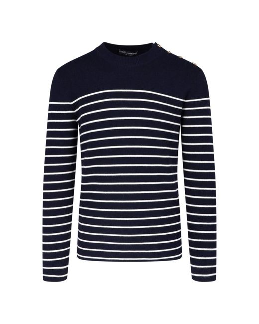 Dolce & Gabbana Blue Virgin Wool Knit Sweater for men