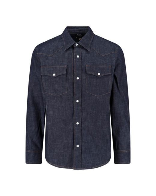 A.P.C. Blue Denim Shirt for men