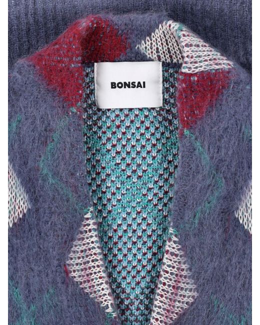 Bonsai Blue Diamond-Shaped Cardigan for men