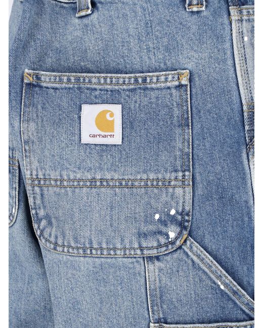 Carhartt Blue Wide Jeans "Single Knee" for men