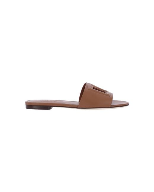 Dolce & Gabbana White Leather Sandals "Dg"
