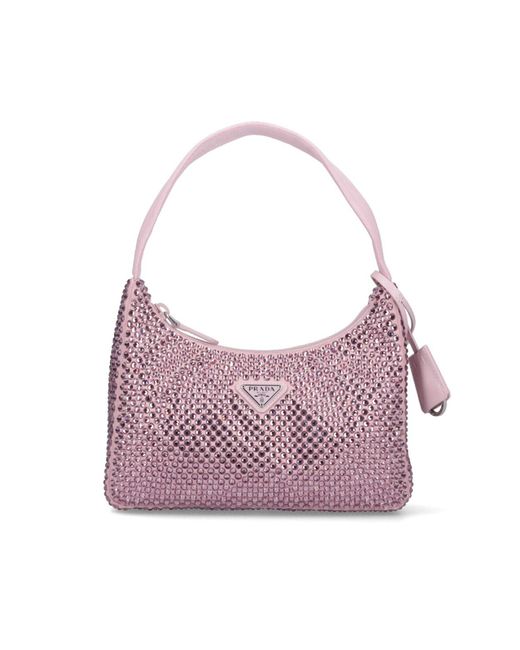Borsa Mini Con Strass di Prada in Pink