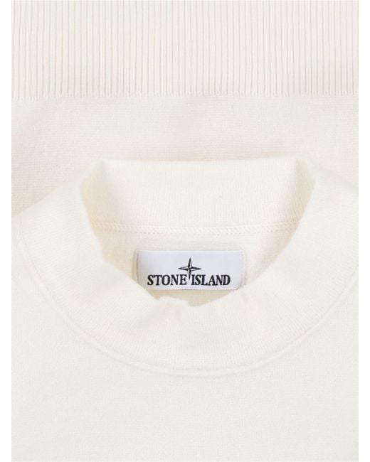 Stone Island White Logo Crewneck Sweatshirt for men