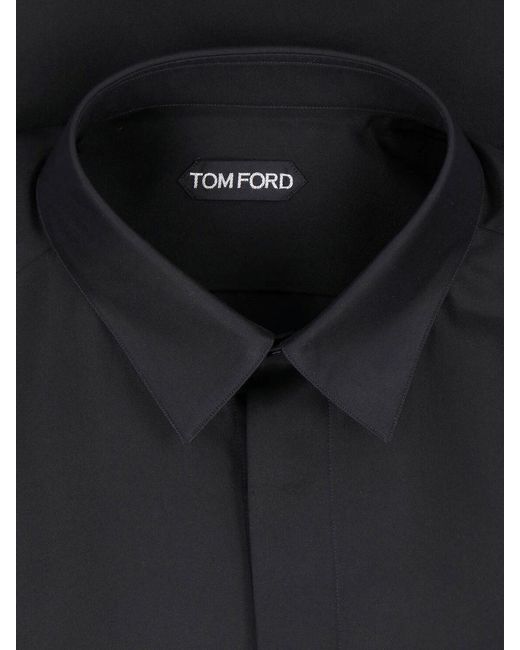 Tom Ford Blue Luxury Cupro Silk Shirt With Mother-Of-Pearl Buttons for men