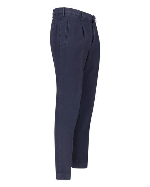 Incotex Blue Straight Cotton Pants for men