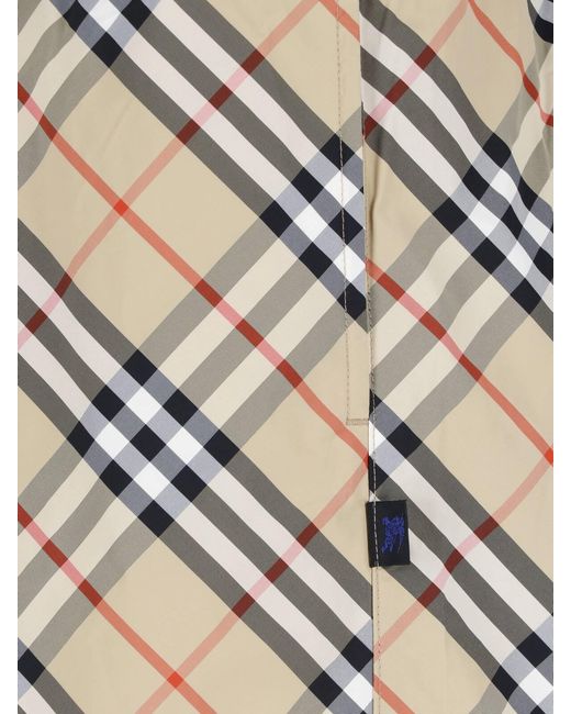 Burberry White Beach Shorts "Check" for men