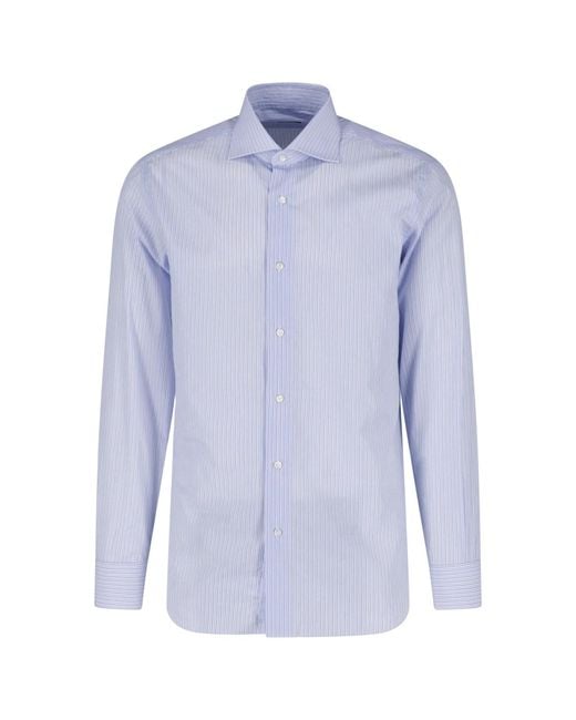 Barba Napoli Blue Cotton Shirt for men