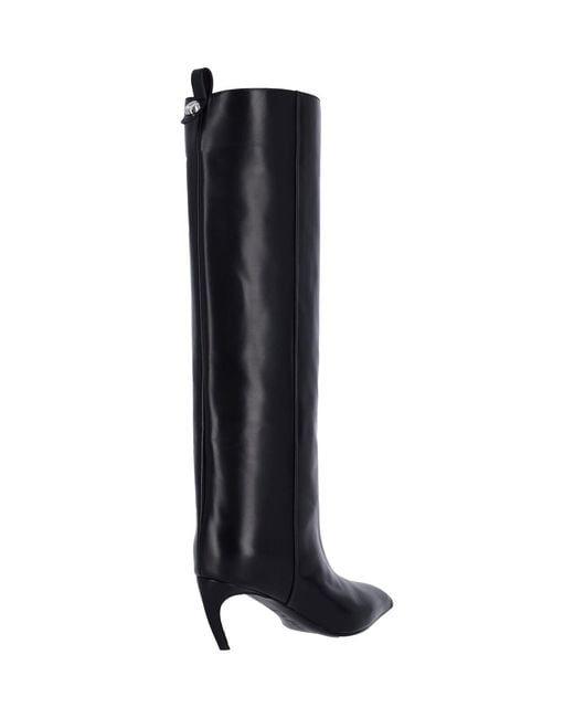 The Attico Black Leather Ankle Boots