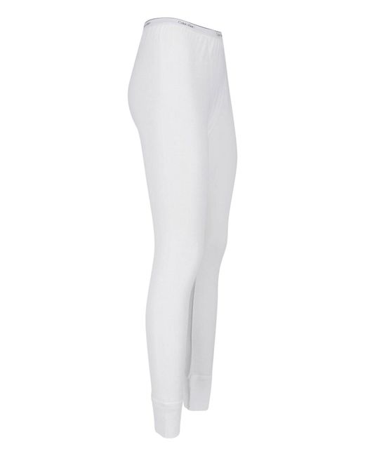 Calvin Klein White Slim-Fit Ribbed Cuff Logo Trousers