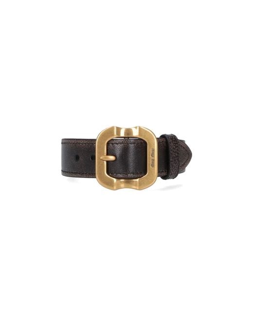 Miu Miu Black Leather Bracelet With Buckle
