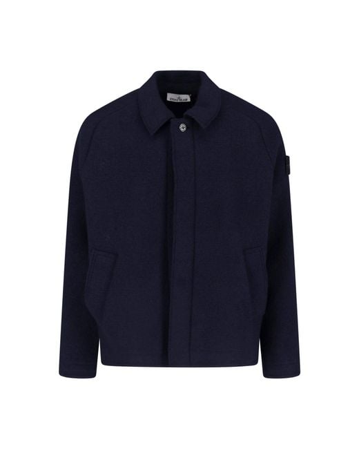 Stone Island Blue Virgin Wool Jacket for men