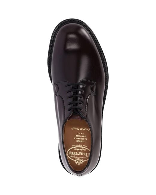 Church's Black Burgundy Calf Leather Derby Shoes With Lace-Up Closure for men