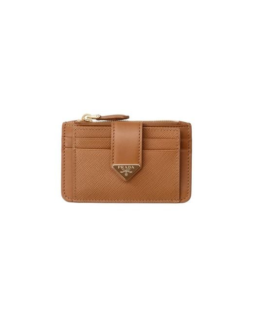Prada Brown Leather Card Holder "Saffiano"