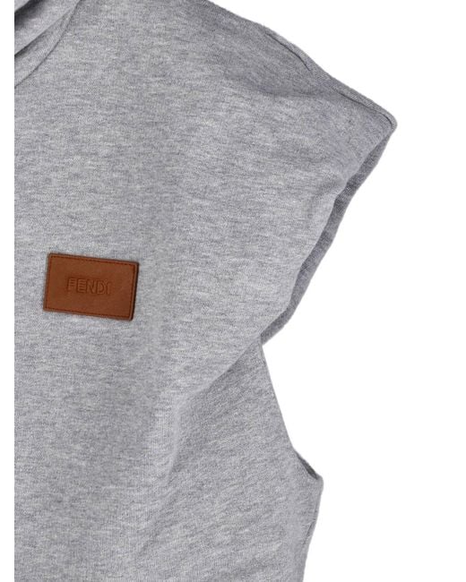 Fendi Gray Crop Sweatshirt