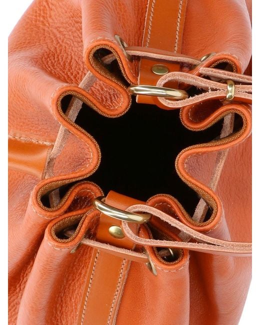 Il Bisonte Orange Logo Bucket Bag