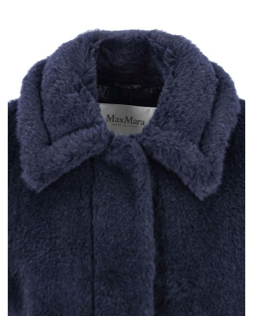 Max Mara Blue 'Teddy Bear' Crop Coat