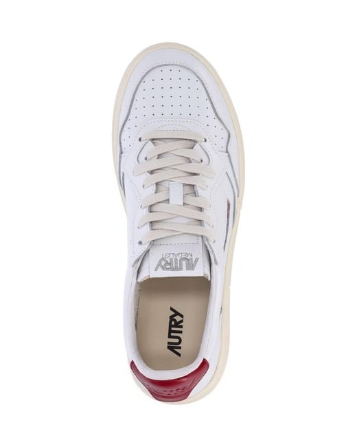 Autry White Low-Top Leather Sneakers With Perforated Detailing for men