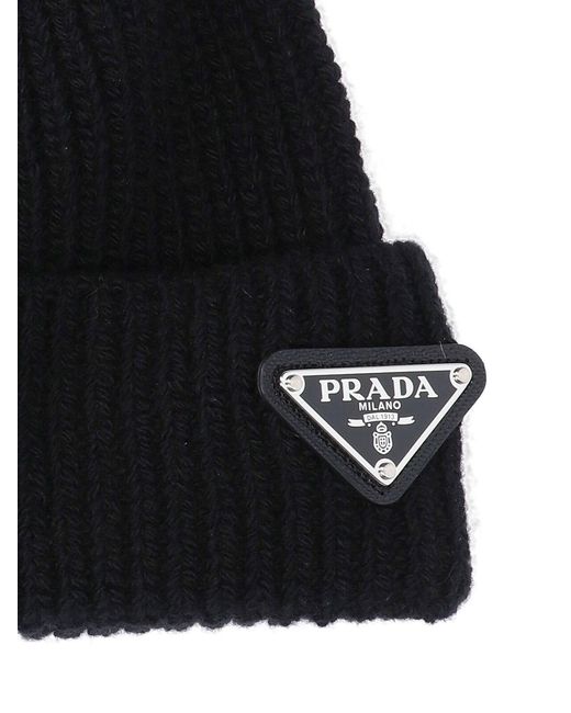 Prada Black Cashmere Beanie for men