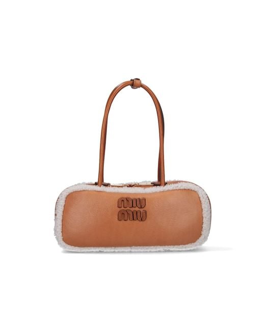 Miu Miu White 'Arcadie' Shearling Bag