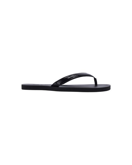 Prada White Leather Logo Sandals for men