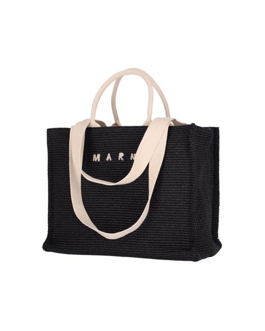 Borsa Tote Grande "East/West" di Marni in Black