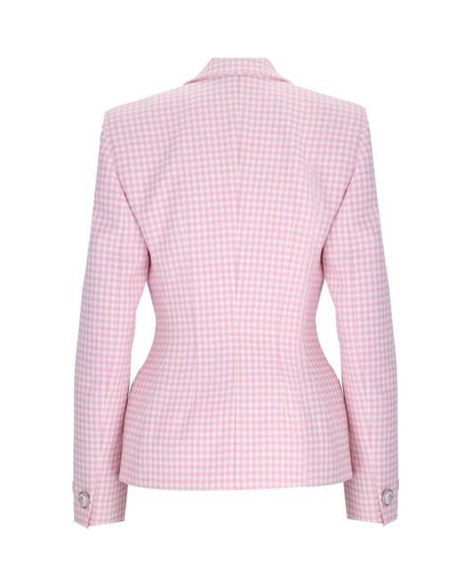 Versace Pink Check Single-breasted Blazer