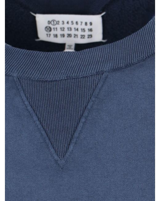 Maison Margiela Blue Logo Crewneck Sweatshirt for men