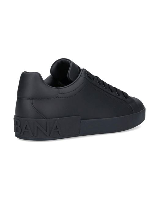 Dolce & Gabbana Blue Calf Leather Sneakers With Contrast Leather Lining for men
