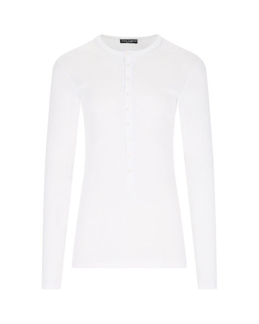 Dolce & Gabbana White Serafino T-Shirt for men