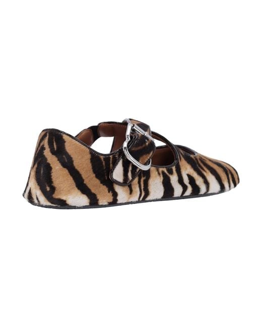 Alaïa Brown Tiger Pony Ballet Flats