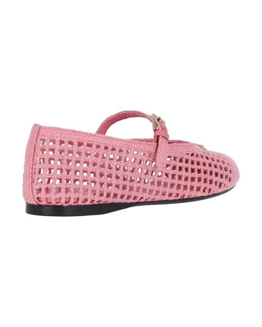 Prada Pink Logo Mesh Ballet Flats