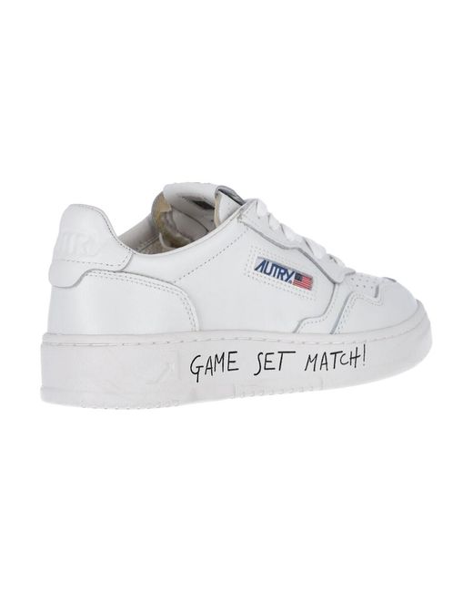 Autry White Medalist Leather Low-Top Sneakers