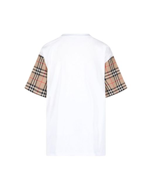 Burberry White 'vintage Check' Sleeved T-shirt