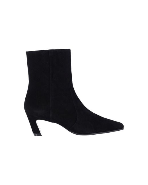 Stuart Weitzman Black Ankle Boots “Stassi Zip 50”