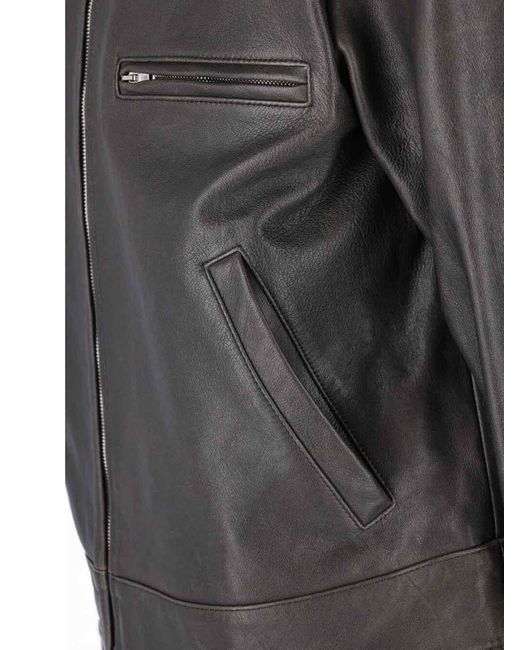 BERNER KUHL Gray Leather Zip Jacket for men