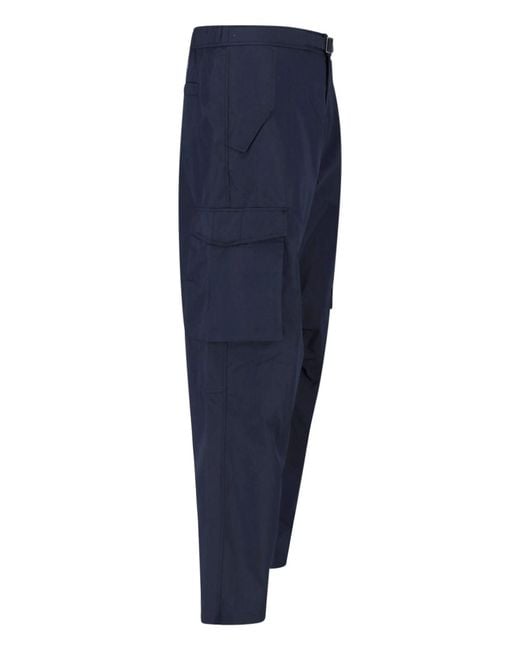 Paul Smith Blue Mid-Rise Cotton Blend Cargo Pants for men