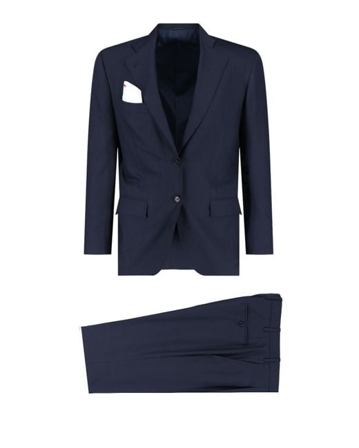 Kiton Blue Single-breasted Suit for men