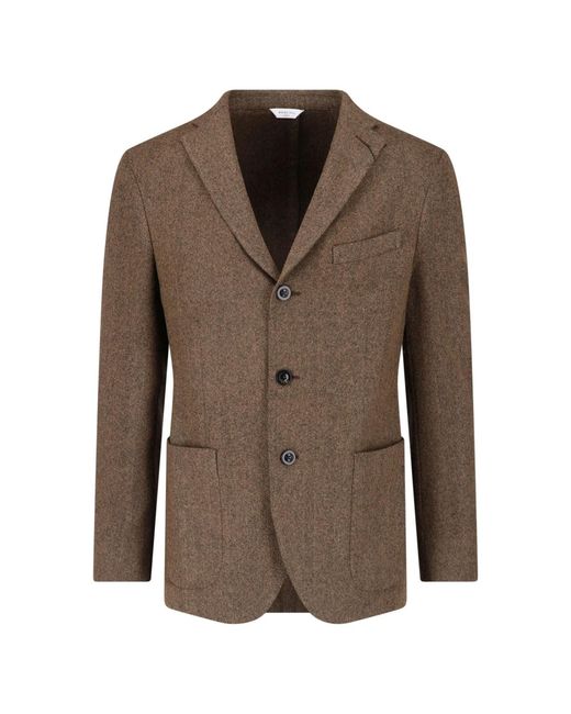 Boglioli Brown Single-Breasted Wool Blazer for men