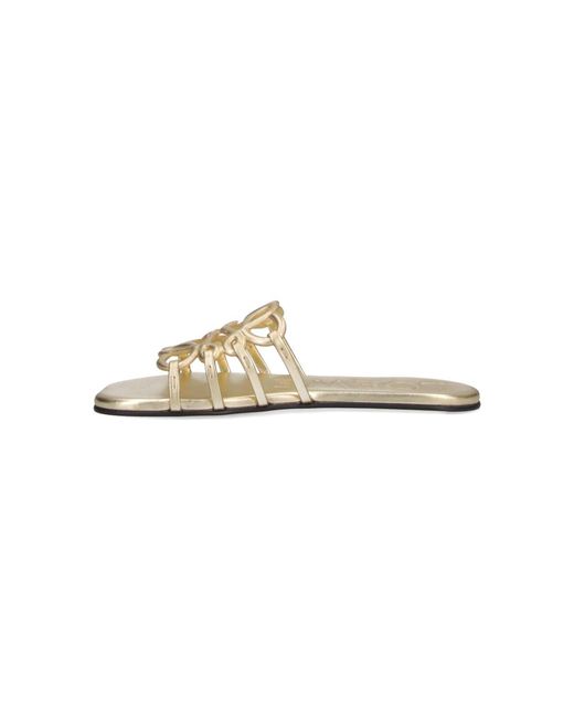 Loewe White Slides Sandals "Anagram Petal"