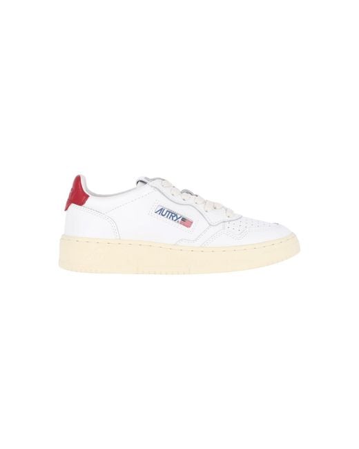 Autry White Medalist Leather Low-Top Sneakers