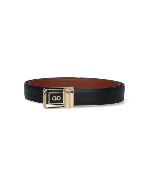 Ferragamo Black Reversible Logo Belt for men