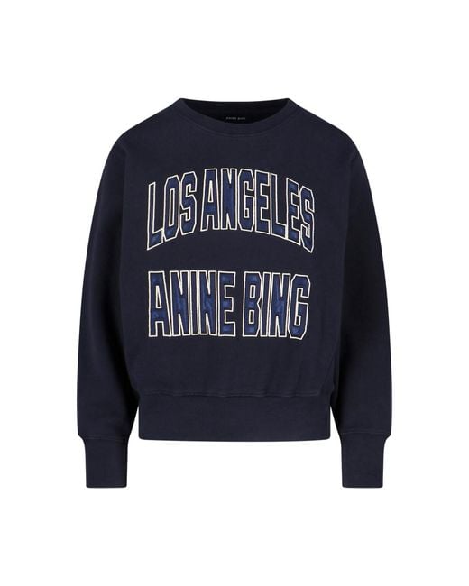 Anine Bing Blue Harry Logo Sweatshirt