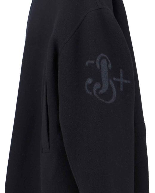 Jil Sander Blue Virgin Wool Coat With Logo Detail for men