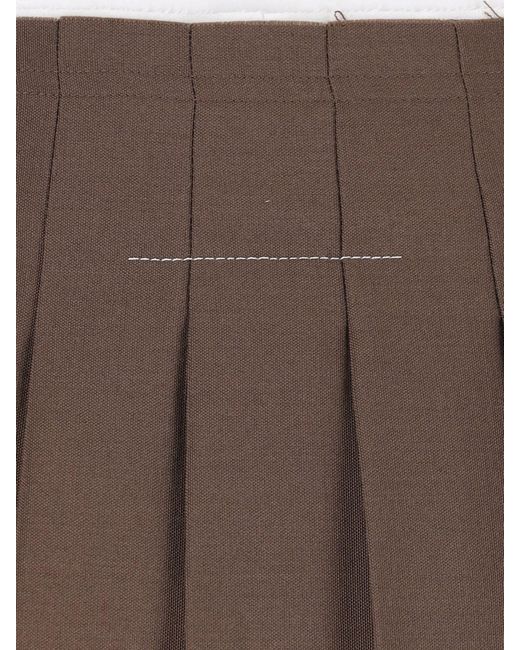 MM6 by Maison Margiela Brown Pleated Mini Skirt