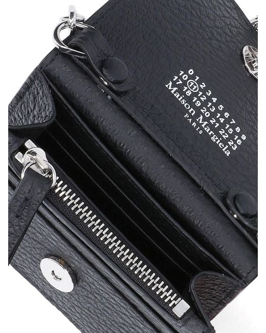 Maison Margiela Black Bovine Leather Mini Wallet With Brass & Zinc Alloy Hardware